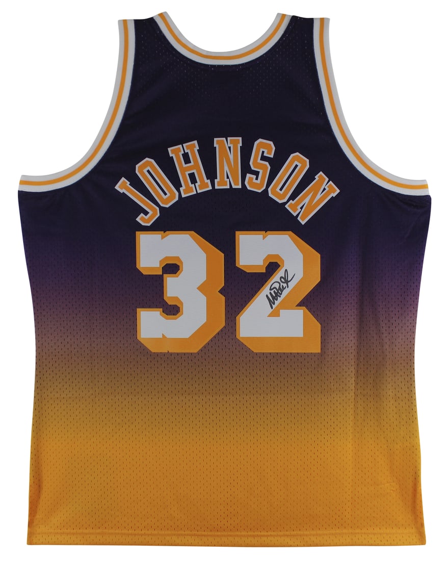 Magic Johnson Signed Lakers Purple Two-Tone Swingman Jersey BAS Authenticated (1 of 5)