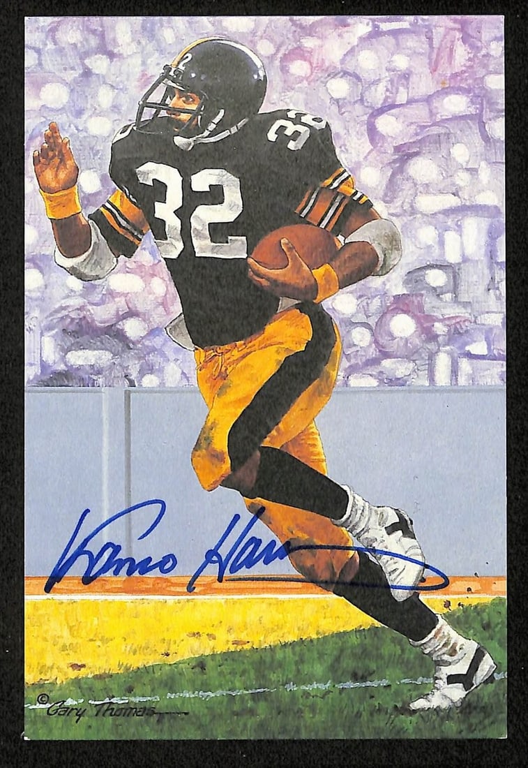 Franco Harris Autographed 1994 Goal Line Art Postcard Steelers PSA/DNA: Franco Harris Autographed 1994 Goal Line Art Postcard Steelers PSA/DNA This is an original 1994 GLAC/Goal Line Art Postcard featuring Franco Harris, a legendary Pittsburgh Steelers football player. Th