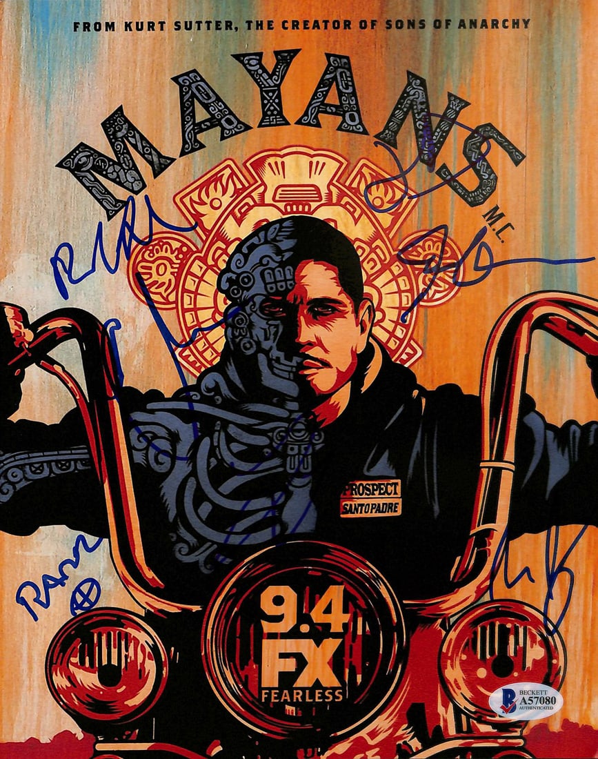 Mayans M.C. Autographed 8x10 Photo with 7 Signatures BAS Certified: Mayans M.C. Autographed 8x10 Photo with 7 Signatures BAS Certified This stunning 8x10 photo features authentic signatures from prominent cast members of the acclaimed series Mayans M.C., including J.D