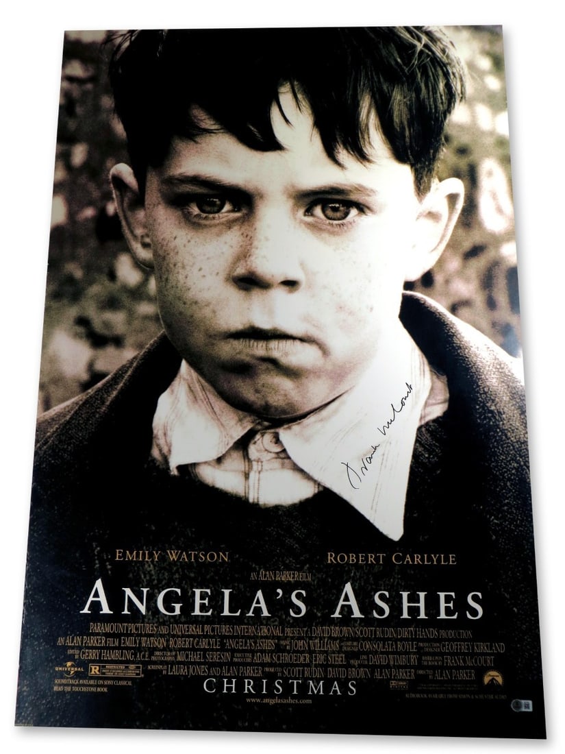 Frank McCourt Autographed 27x40 Angela's Ashes Poster Beckett Authenticated: Frank McCourt Autographed 27x40 Angela's Ashes Poster Beckett Authenticated This is an original, autographed 27" x 40" movie poster for 'Angela's Ashes,' signed by author Frank McCourt. The poster com