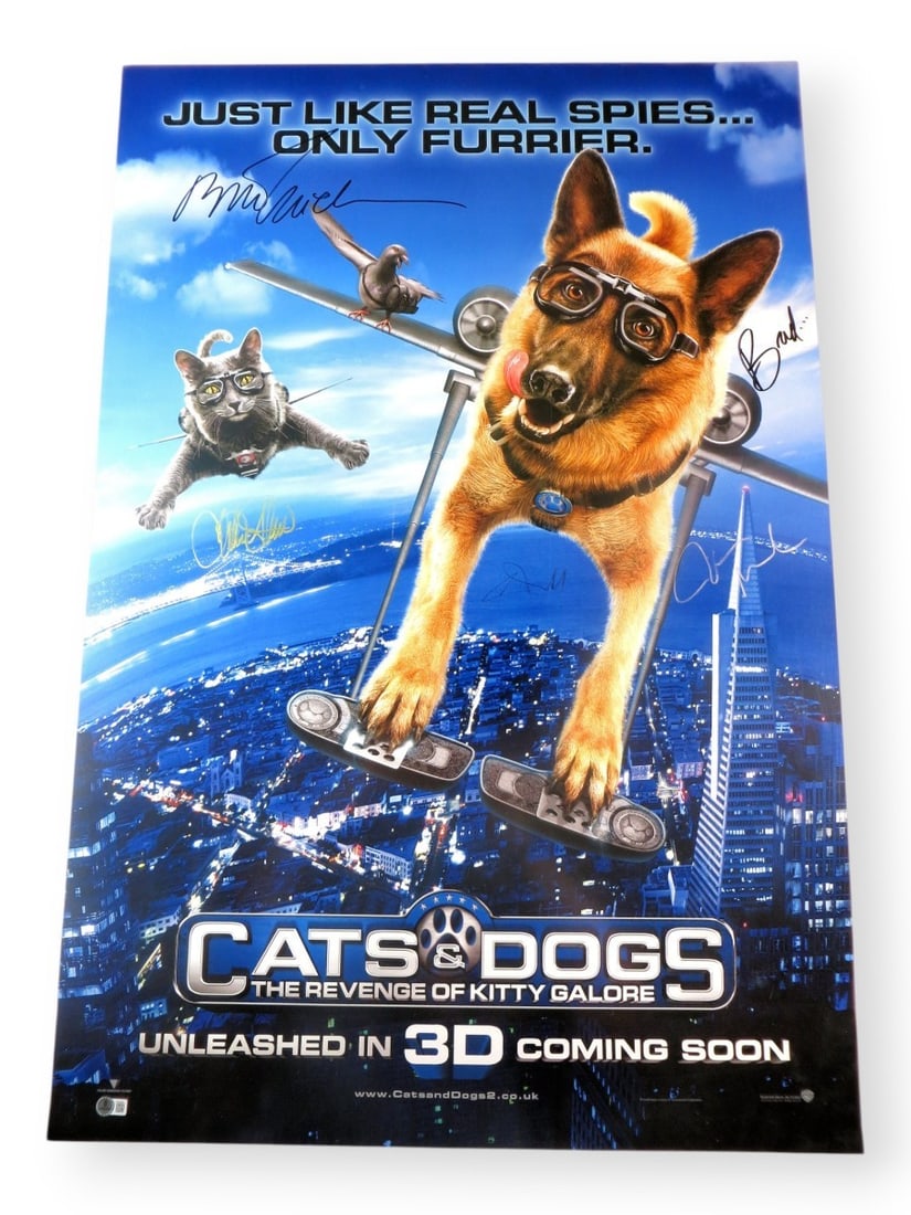 Cats & Dogs Kitty Galore Autographed 27x40 Poster Bette Midler Chris O'Donnell BAS: Cats & Dogs Kitty Galore Autographed 27x40 Poster Bette Midler Chris O'Donnell BAS This original 27x40 poster from the film 'Cats & Dogs: The Revenge of Kitty Galore' features the signatures of five s