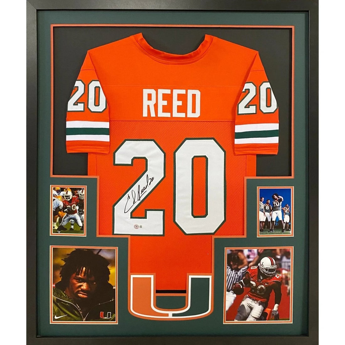 Ed Reed Framed Signed Jersey Beckett Authenticated Ravens Miami: Ed Reed Framed Signed Jersey Beckett Authenticated Ravens Miami This is a framed, autographed Ed Reed Miami jersey, authenticated by Beckett, a leading authority in sports memorabilia. The jersey feat