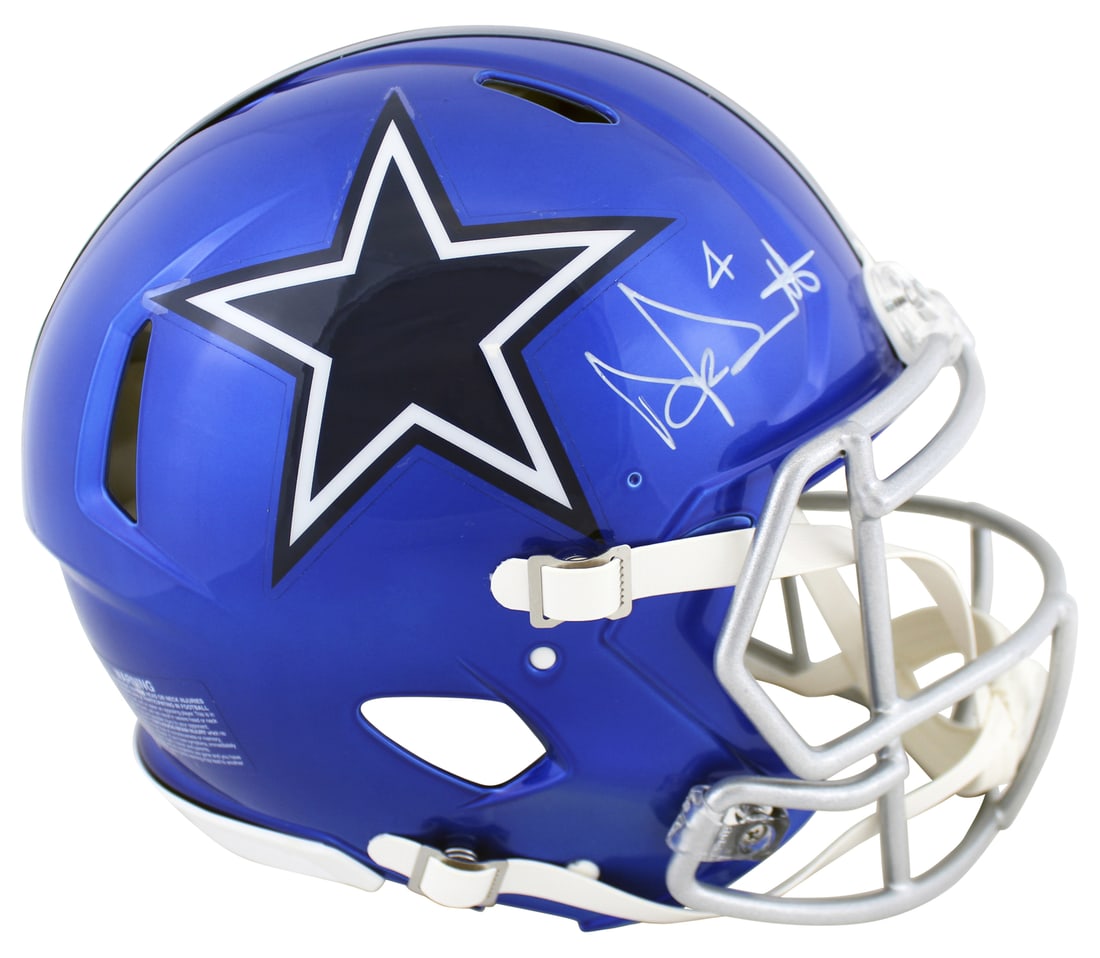 Dak Prescott Autographed Dallas Cowboys Flash Full Size Helmet BAS Witnessed (1 of 3)