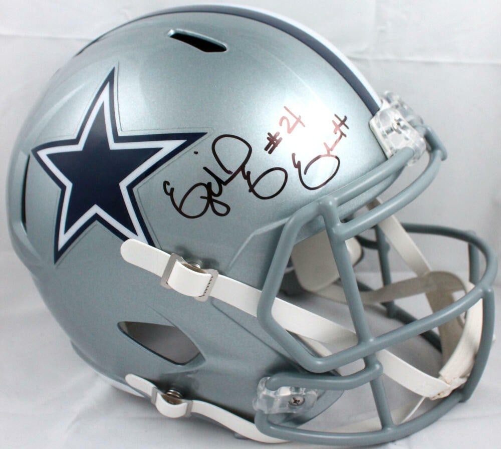 Ezekiel Elliott Signed Dallas Cowboys Full Size Helmet Beckett Authenticated: Ezekiel Elliott Signed Dallas Cowboys Full Size Helmet Beckett Authenticated This authentic Dallas Cowboys full-size speed helmet is signed by Ezekiel Elliott, showcasing his remarkable talent in foot