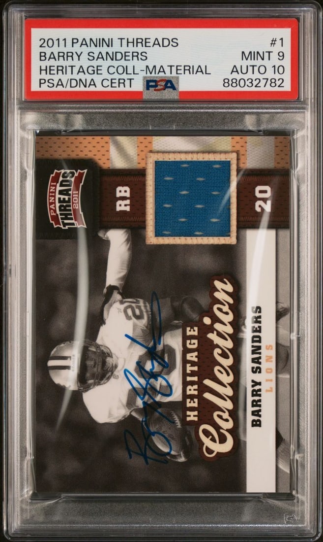 2011 Panini Threads Barry Sanders Signed Card PSA/DNA Authenticated (1 of 2)
