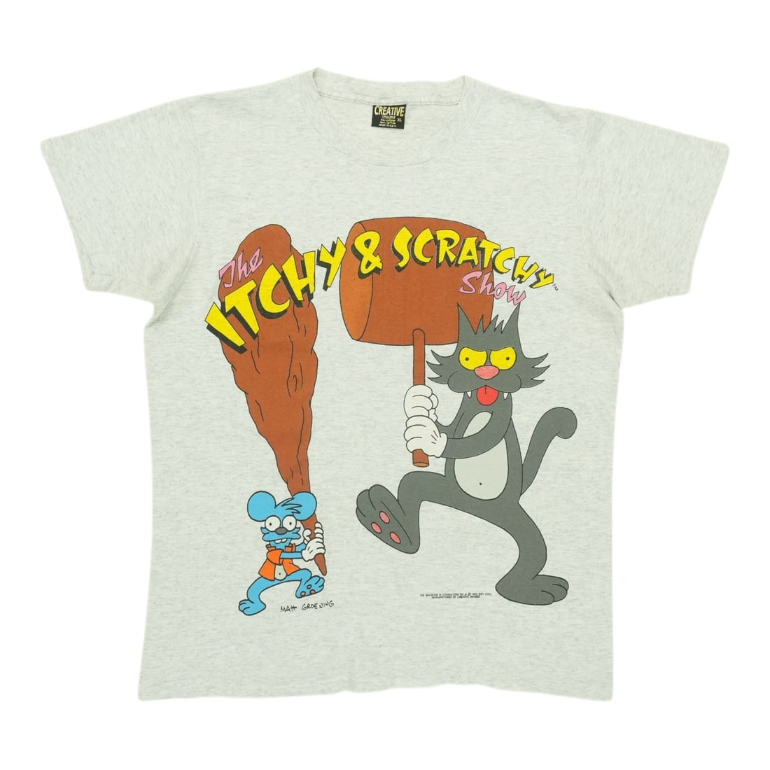 Vintage 1992 Simpsons Itchy and Scratchy Graphic T Shirt Size XL: Vintage 1992 Simpsons Itchy and Scratchy Graphic T Shirt Size XL This is an original vintage 1992 The Simpsons Itchy & Scratchy Show shirt, featuring graphics on both the front and back. The shirt is