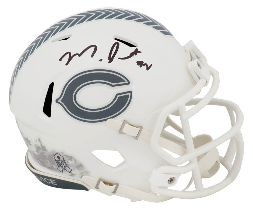 Montez Sweat Signed 2024 Bears Salute Riddell Mini Helmet with COA: Montez Sweat Signed 2024 Bears Salute Riddell Mini Helmet with COA This is a Montez Sweat signed Chicago Bears 2024 Salute white Riddell Speed mini helmet. This collectible helmet features the player'