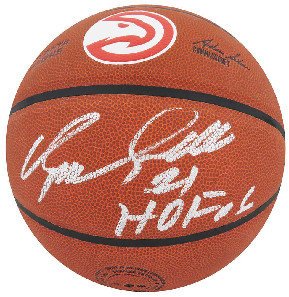 Dominique Wilkins Signed Atlanta Hawks Basketball with HOF 06 Inscription: Dominique Wilkins Signed Atlanta Hawks Basketball with HOF 06 Inscription This is a Dominique Wilkins signed Wilson NBA basketball featuring the Atlanta Hawks logo, adorned with the inscription 'HOF 0