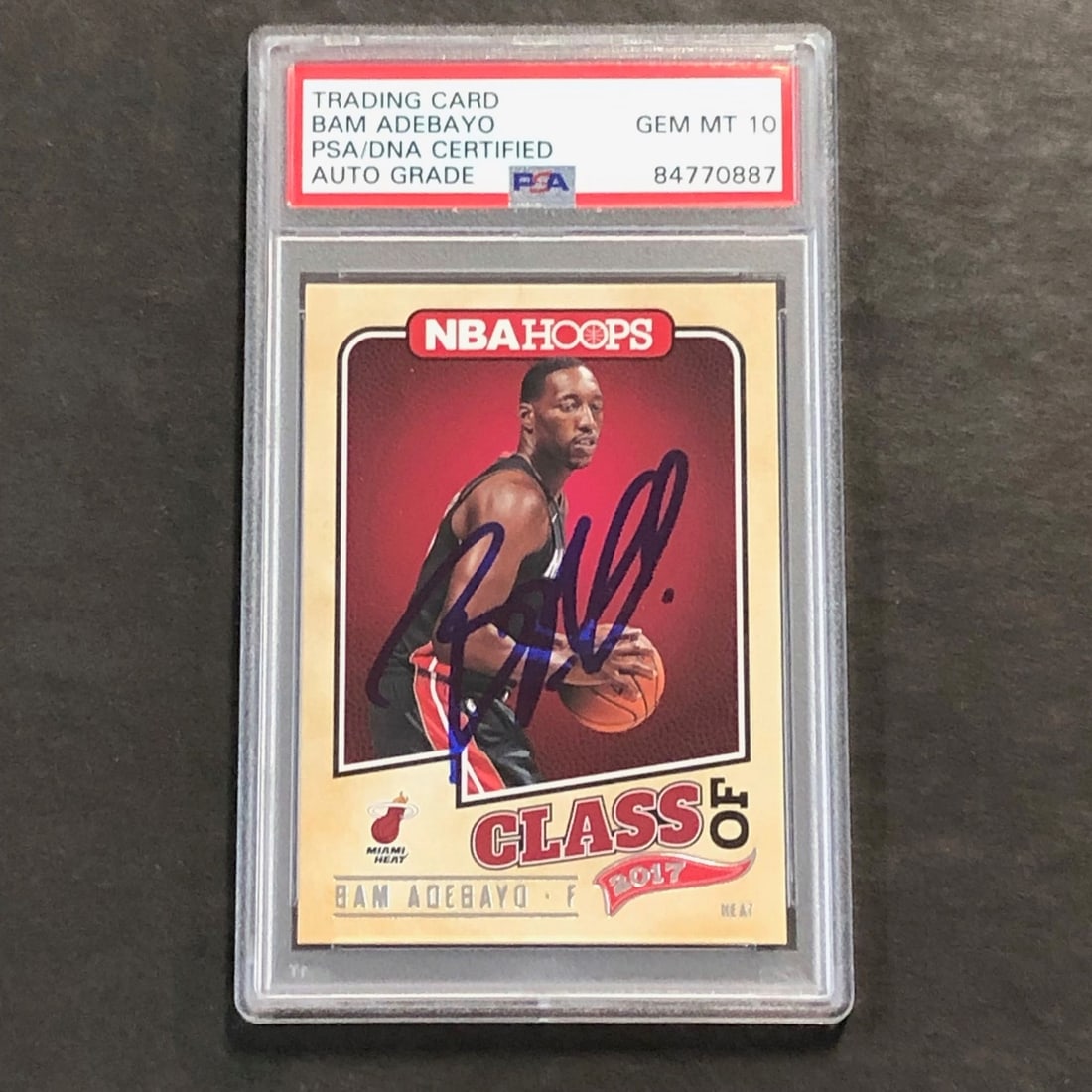 2017-2018 NBA Hoops Bam Adebayo Signed Rookie Card PSA/DNA (1 of 2)