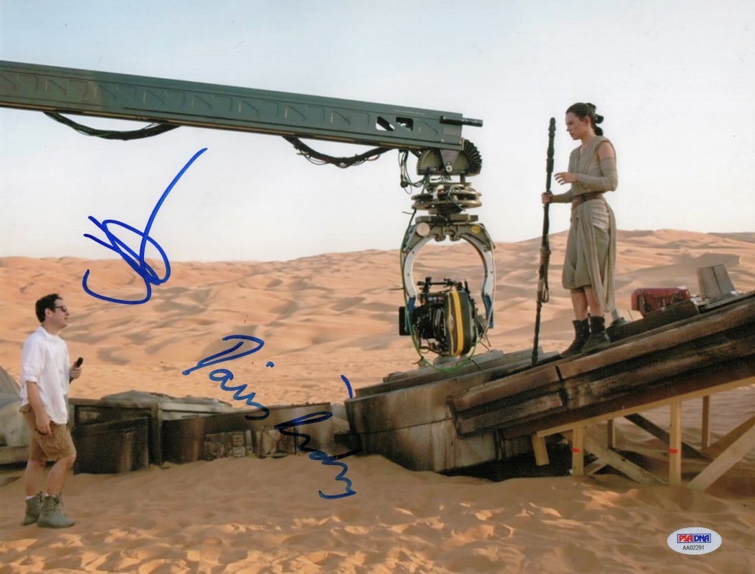 JJ Abrams Daisy Ridley Signed 11x14 Star Wars Photo PSA/DNA Authenticated (1 of 2)