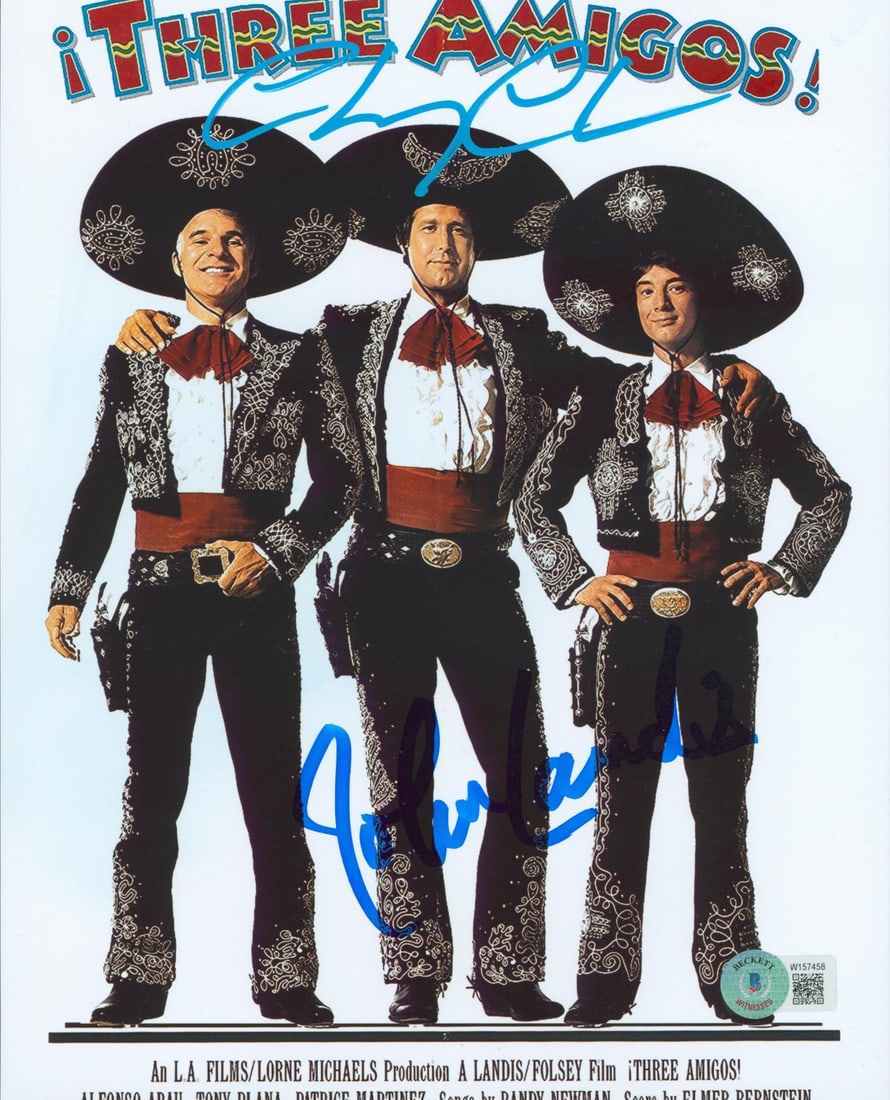 Chevy Chase John Landis Signed 8x10 Photo Three Amigos Authentic BAS (1 of 3)