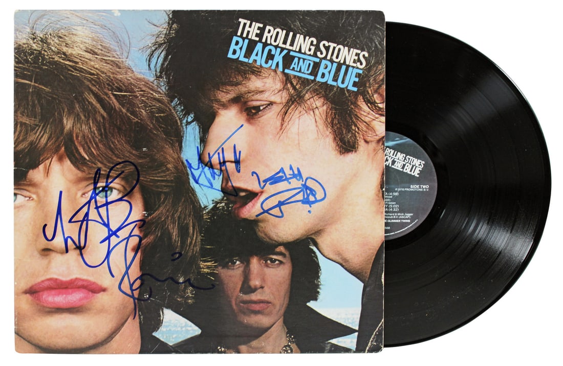 The Rolling Stones Signed Black and Blue Album Cover with Vinyl BAS (1 of 5)