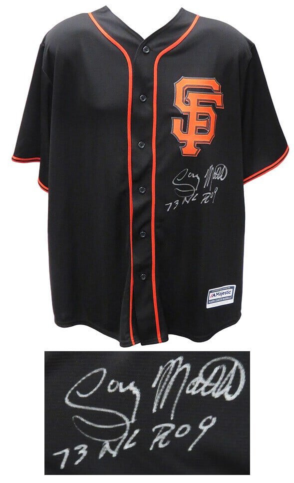 Gary Matthews Signed SF Giants Black Majestic Jersey with 73 NL ROY Inscription (1 of 2)