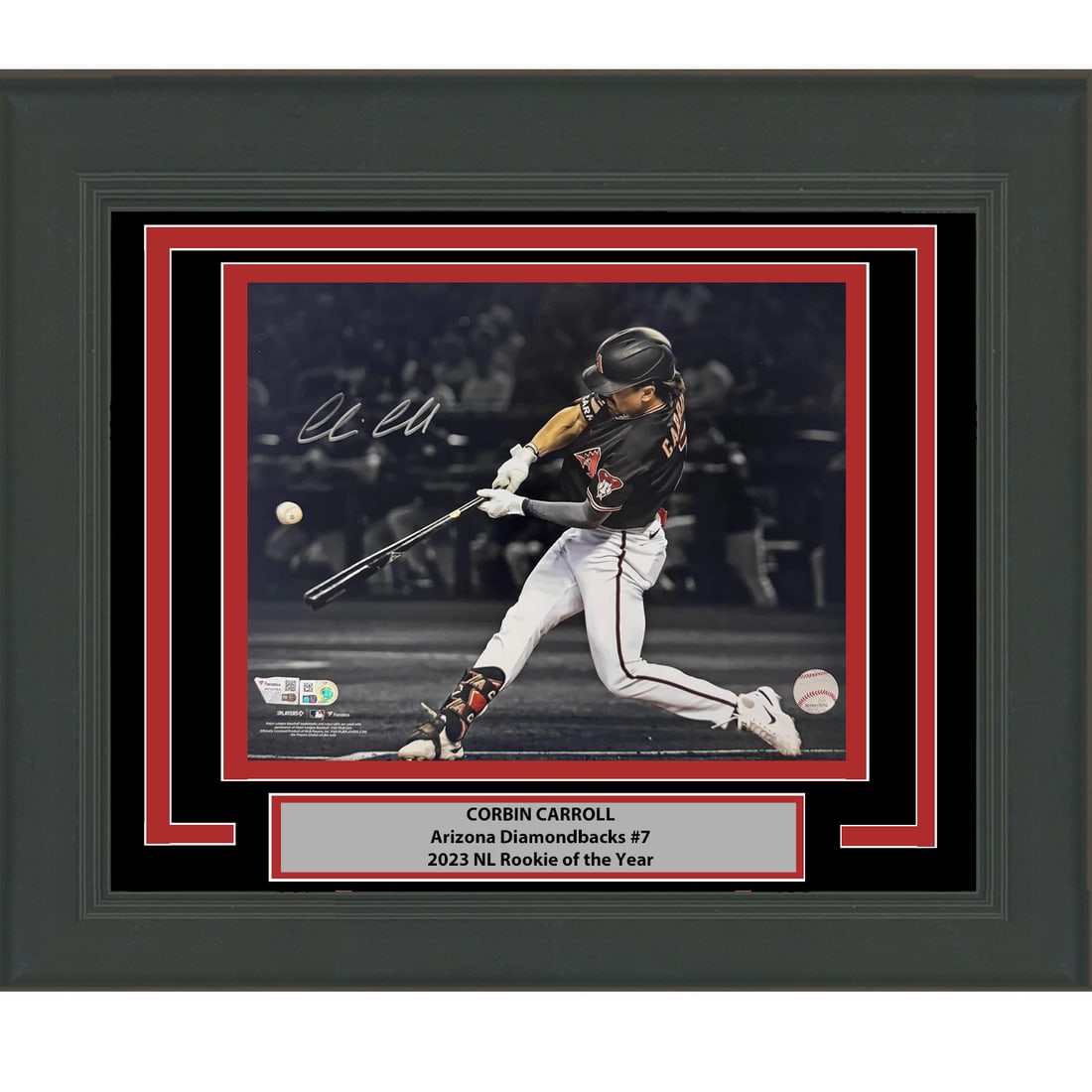 Framed Corbin Carroll Autographed 11x14 Photo Arizona Diamondbacks Fanatics COA: Framed Corbin Carroll Autographed 11x14 Photo Arizona Diamondbacks Fanatics COA Showcase your love for baseball with this professionally framed and matted 11x14 photo of Corbin Carroll, the talented o