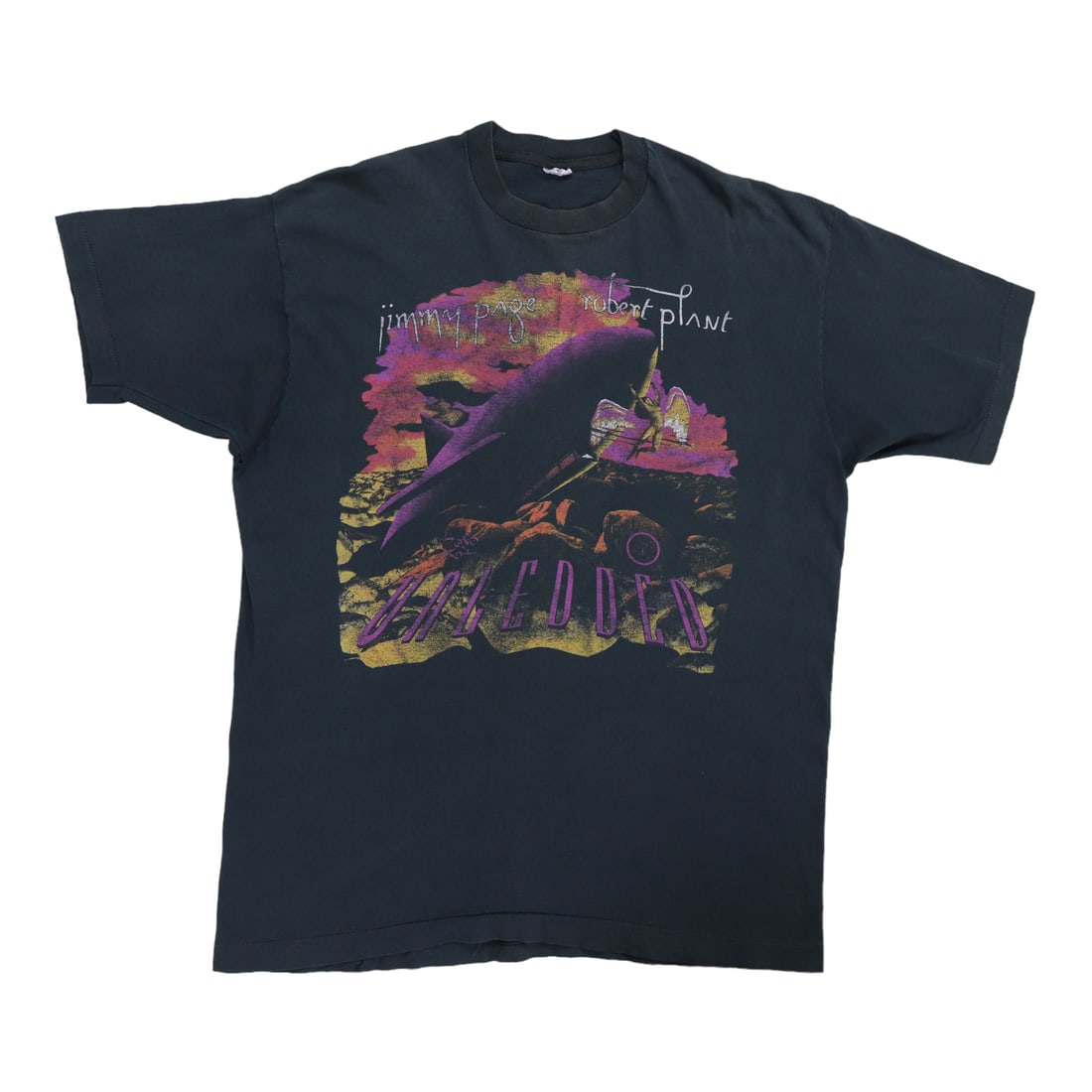 Vintage 1995 Tour T-Shirt Featuring Robert Plant and Jimmy Page: Vintage 1995 Tour T-Shirt Featuring Robert Plant and Jimmy Page This is an original vintage 1995 Robert Plant Jimmy Page Tour Shirt, featuring front and back graphics. The shirt is made from 100% cott