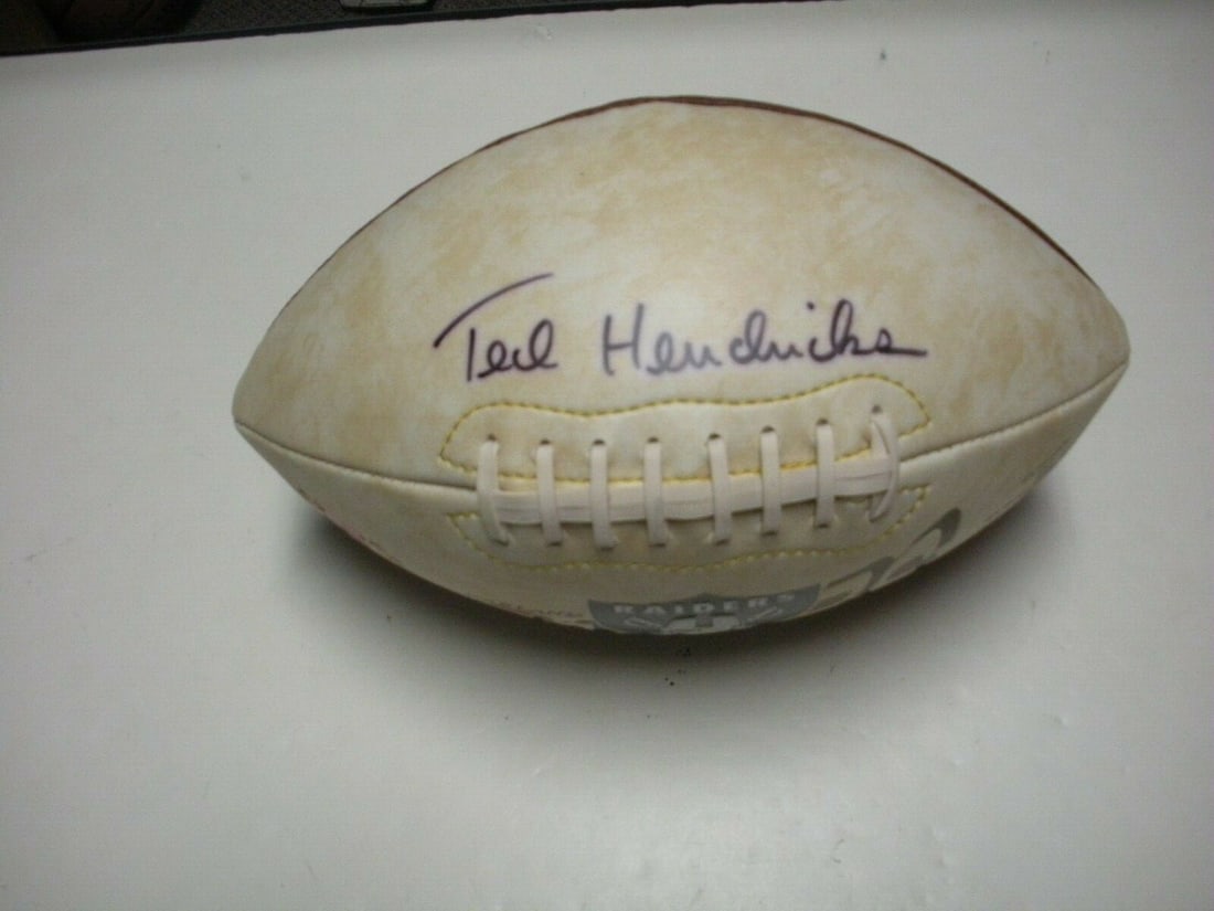Ted Hendricks Signed Football Oakland Raiders HOF PSA/DNA Certified: Ted Hendricks Signed Football Oakland Raiders HOF PSA/DNA Certified This collectible football features the autograph of Hall of Famer Ted Hendricks, a legendary player of the Oakland Raiders. This ori
