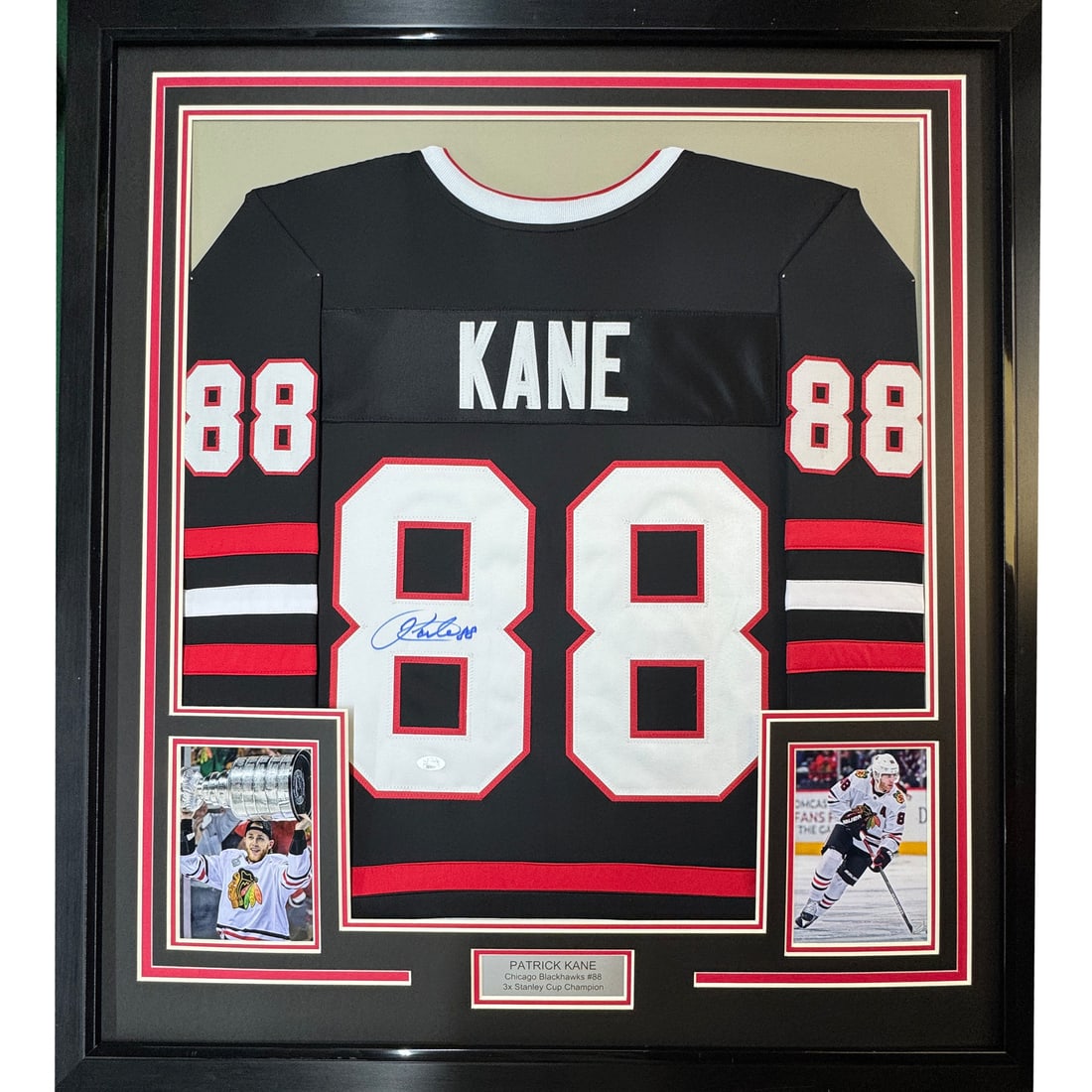 Framed Patrick Kane Autographed Chicago Blackhawks Jersey JSA COA 35x39 (1 of 2)
