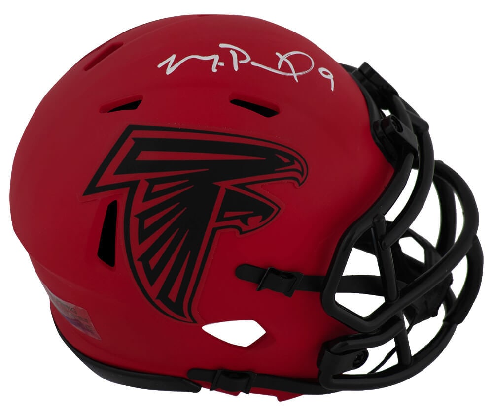 Michael Penix Jr. Signed Atlanta Falcons RAVE Mini Helmet with COA: Michael Penix Jr. Signed Atlanta Falcons RAVE Mini Helmet with COA This is a signed mini helmet representing Michael Penix Jr., featuring the Atlanta Falcons RAVE design by Riddell. The helmet is an o