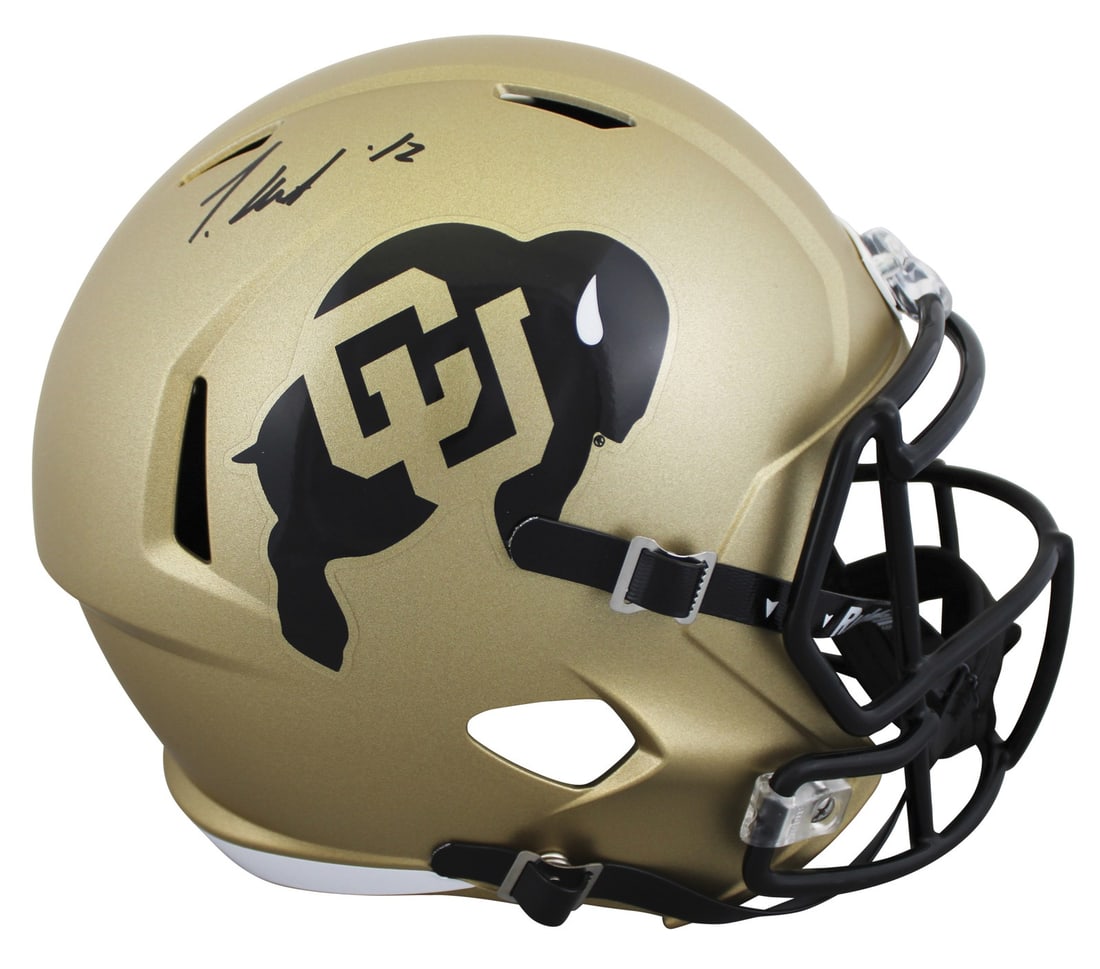 Travis Hunter Signed Colorado Buffaloes Full Size Speed Rep Helmet BAS Authenticated: Travis Hunter Signed Colorado Buffaloes Full Size Speed Rep Helmet BAS Authenticated This authentic full-size Riddell Speed Rep helmet has been personally signed by Travis Hunter, a standout player fo