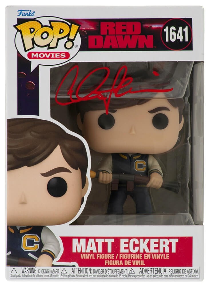 Charlie Sheen Signed Red Dawn Matt Eckert Funko Pop #1641 with COA: Charlie Sheen Signed Red Dawn Matt Eckert Funko Pop #1641 with COA This is a Charlie Sheen signed Red Dawn Matt Eckert Funko Pop doll #1641. The item is authenticated with a tamper-proof numbered holo