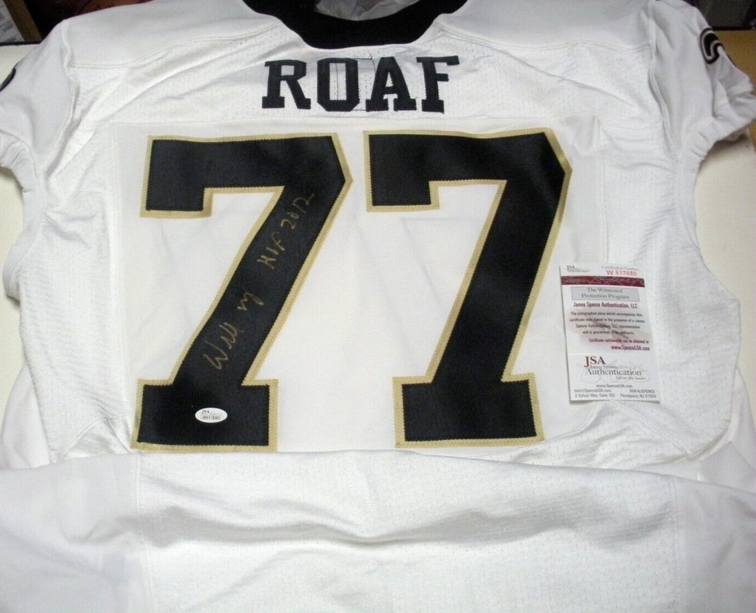 Willie Roaf New Orleans Saints Signed Nike Jersey with JSA COA: Willie Roaf New Orleans Saints Signed Nike Jersey with JSA COA This official licensed Nike jersey features the signature of Willie Roaf, a renowned player from the New Orleans Saints. This collectible