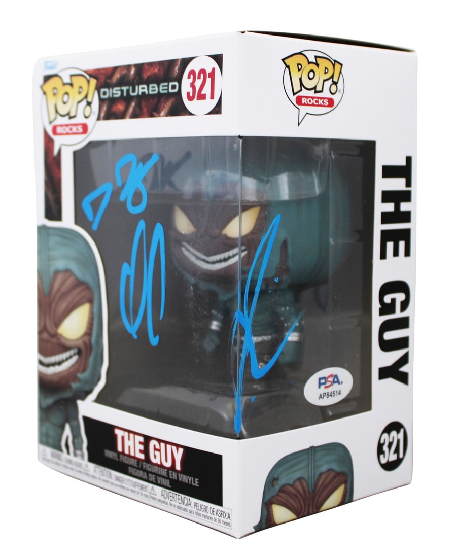 Disturbed Signed The Guy #321 Funko Pop Vinyl Figure PSA/DNA: Disturbed Signed The Guy #321 Funko Pop Vinyl Figure PSA/DNA This autographed The Guy #321 Funko Pop Vinyl Figure is a must-have for fans of the legendary rock band Disturbed. Personally signed by lea