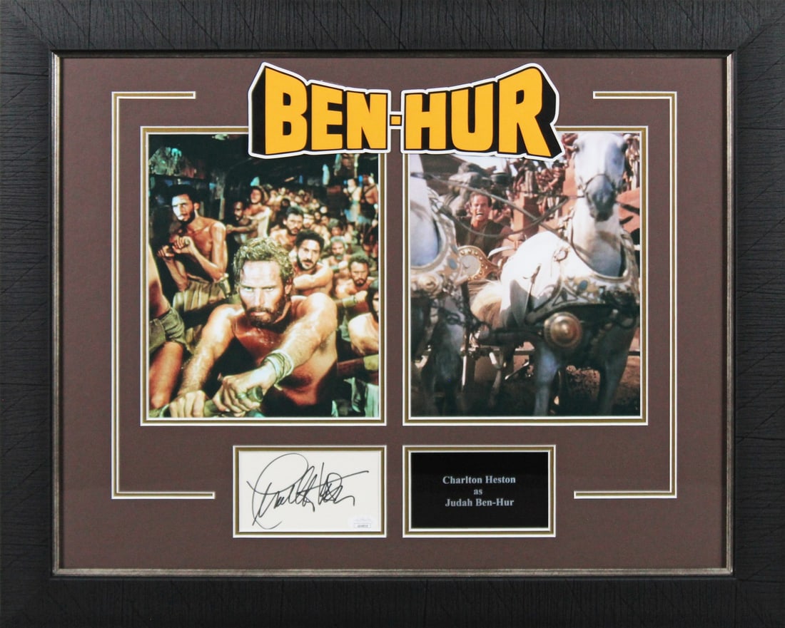 Charlton Heston Signed Ben-Hur 3x5 Index Card Framed JSA COA (1 of 2)