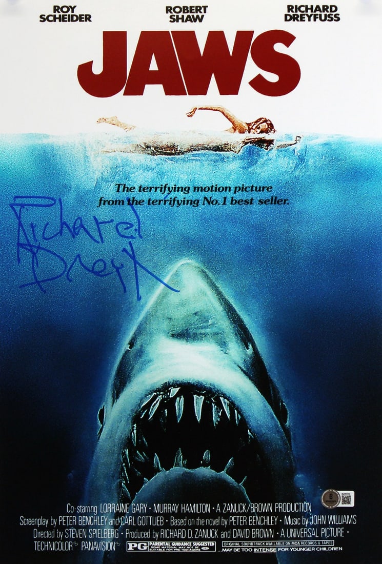 12x18 Jaws Mini Poster Signed by Richard Dreyfuss Beckett Authenticated (1 of 2)