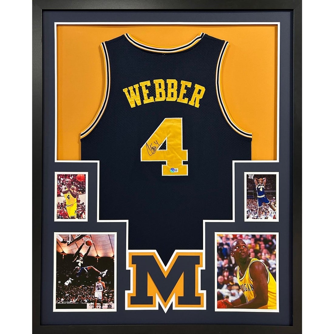 Chris Webber Autographed Framed Michigan Jersey Beckett Certified Wolverines (1 of 2)