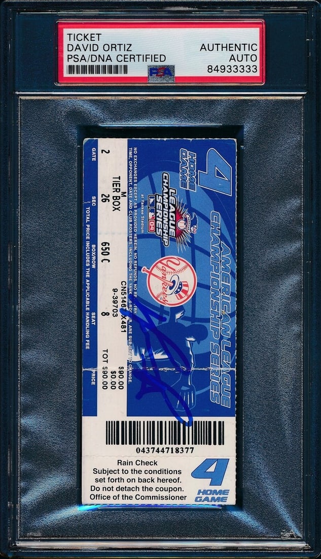 2004 ALCS Game 7 Ticket Stub David Ortiz Autographed PSA/DNA (1 of 2)