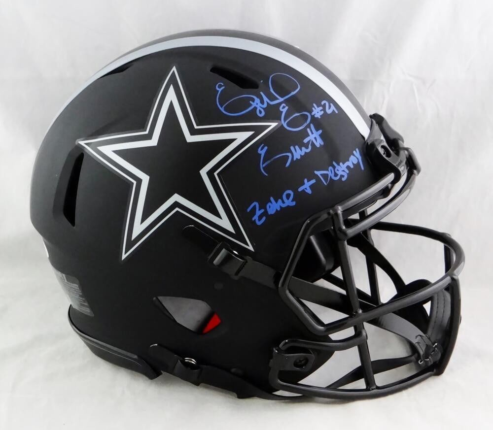 Ezekiel Elliott Autographed Dallas Cowboys Eclipse Helmet Beckett Certified: Ezekiel Elliott Autographed Dallas Cowboys Eclipse Helmet Beckett Certified This authentic full-size helmet features the autograph of Ezekiel Elliott, a standout player for the Dallas Cowboys. The hel