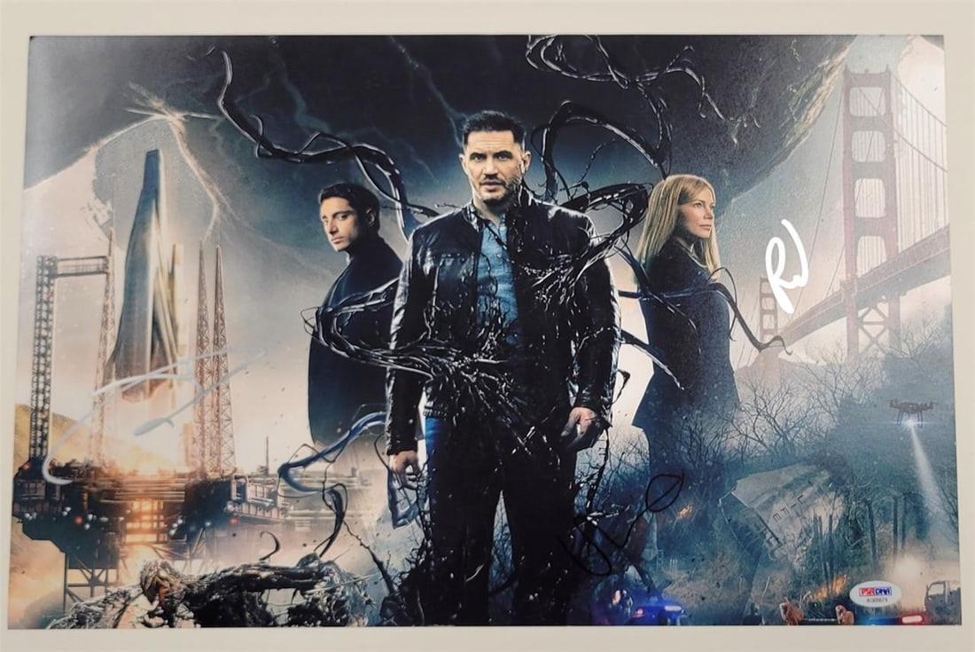 Venom Cast Signed 12x18 Photo Tom Hardy Riz Ahmed PSA Authenticated (1 of 5)