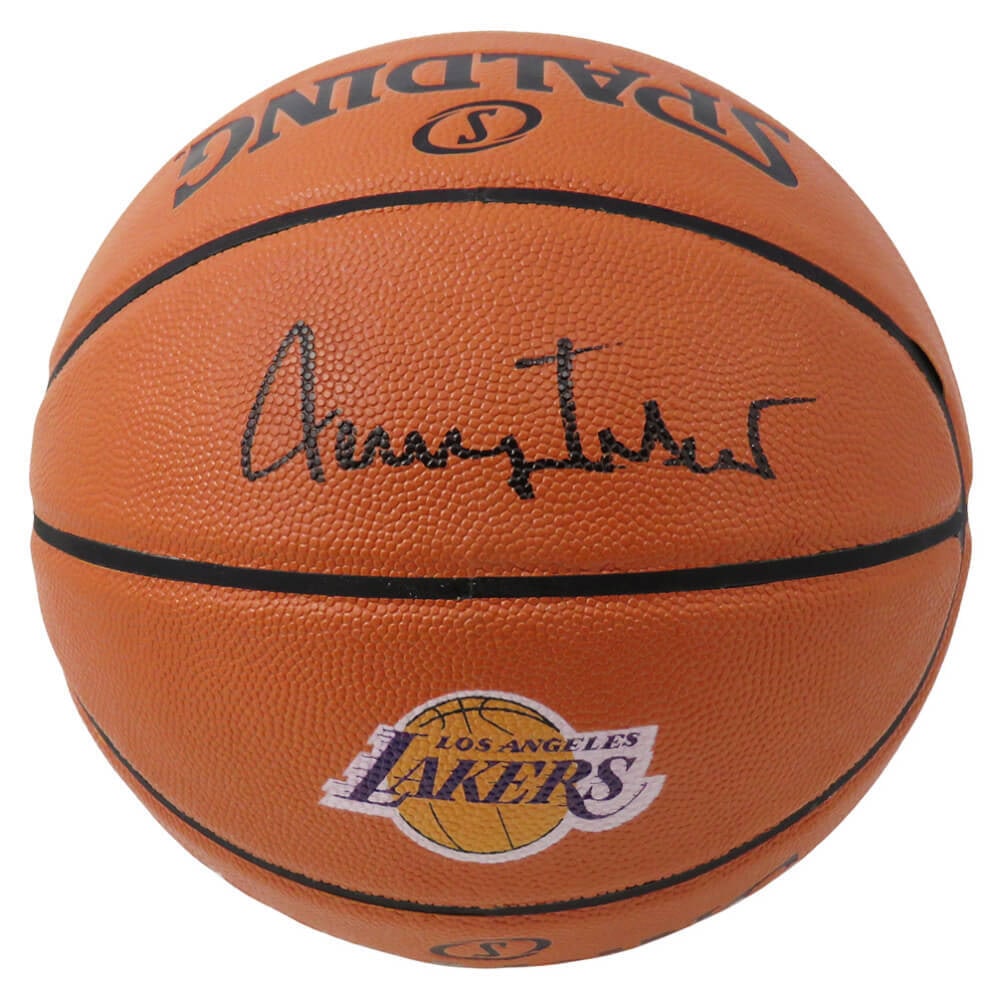 Jerry West Signed Spalding Lakers Logo Basketball with COA: Jerry West Signed Spalding Lakers Logo Basketball with COA This is a Jerry West signed Spalding Los Angeles Lakers logo Game Series replica NBA basketball. The ball features the iconic Lakers logo and