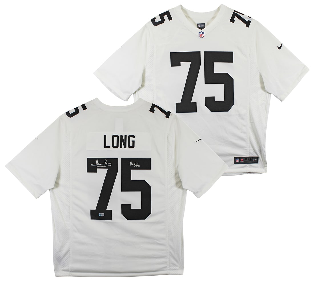 Howie Long Signed White Nike Limited Jersey HOF 00 BAS Authenticated: Howie Long Signed White Nike Limited Jersey HOF 00 BAS Authenticated This autographed white Nike limited jersey features the inscription "HOF 00" and has been personally signed by Howie Long, a legend