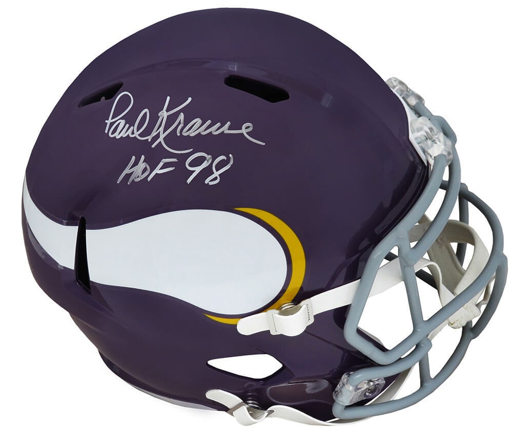 Paul Krause Signed Vikings Riddell Full Size Helmet HOF 98 COA (1 of 1)