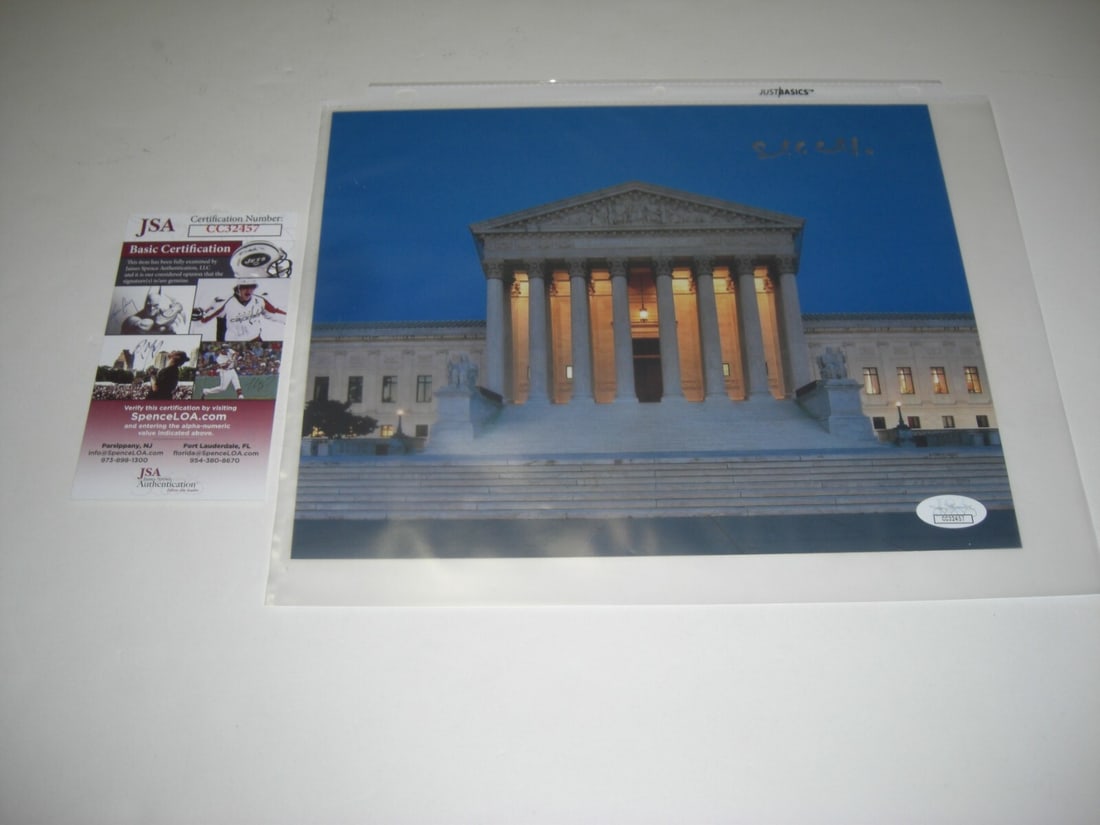 Samuel Alito Signed 8x10 Supreme Court Photo Rare JSA Certified: Samuel Alito Signed 8x10 Supreme Court Photo Rare JSA Certified This is a rare signed 8x10 photograph of Samuel Alito, a Justice of the United States Supreme Court. This original item comes in pre-own