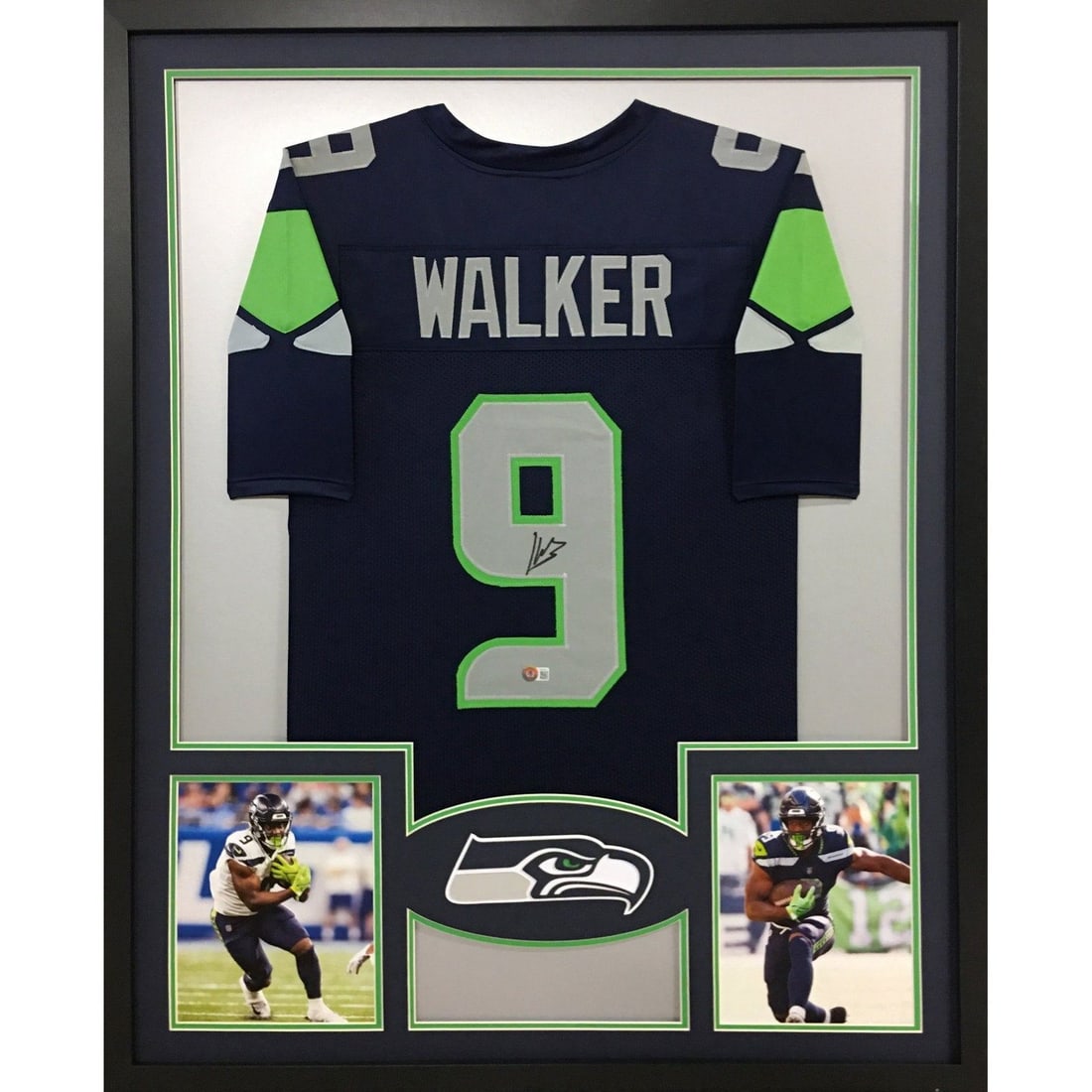 Kenneth Walker III Signed Framed Jersey Seattle Seahawks Beckett Authenticated: Kenneth Walker III Signed Framed Jersey Seattle Seahawks Beckett Authenticated This stunning autographed Kenneth Walker III framed jersey showcases the player's affiliation with the Seattle Seahawks.
