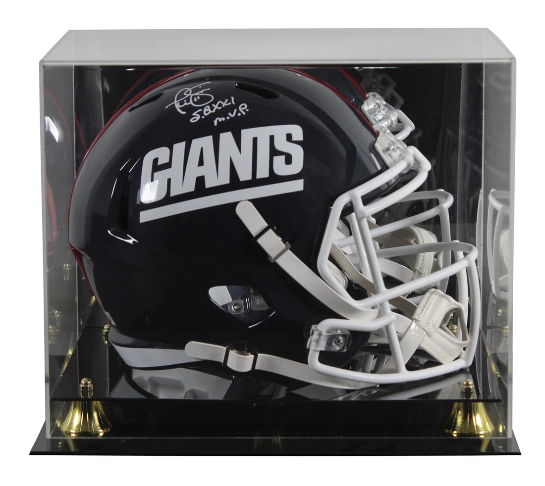 Phil Simms Signed Giants Full Size Throwback Helmet with BAS Authentication: Phil Simms Signed Giants Full Size Throwback Helmet with BAS Authentication This New York Giants full-size speed replica helmet has been personally signed by Phil Simms, a celebrated player from the t