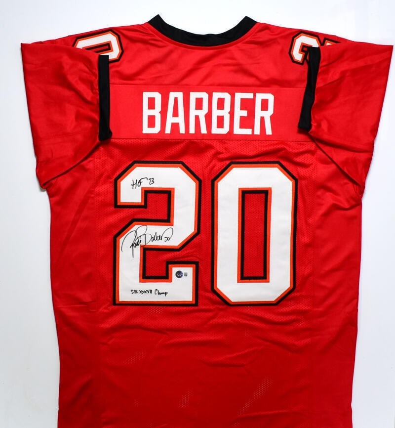 Ronde Barber Autographed Tampa Bay Buccaneers Jersey Beckett Authenticated: Ronde Barber Autographed Tampa Bay Buccaneers Jersey Beckett Authenticated Celebrate the legacy of Ronde Barber with this original Tampa Bay Buccaneers pro style jersey, signed by the legendary player