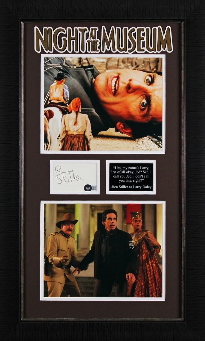 Ben Stiller Signed Night at the Museum Framed Index Card BAS #BL98100: Ben Stiller Signed Night at the Museum Framed Index Card BAS #BL98100 This beautifully framed display features an authentic 3x5 index card personally signed by Ben Stiller, renowned for his role in th