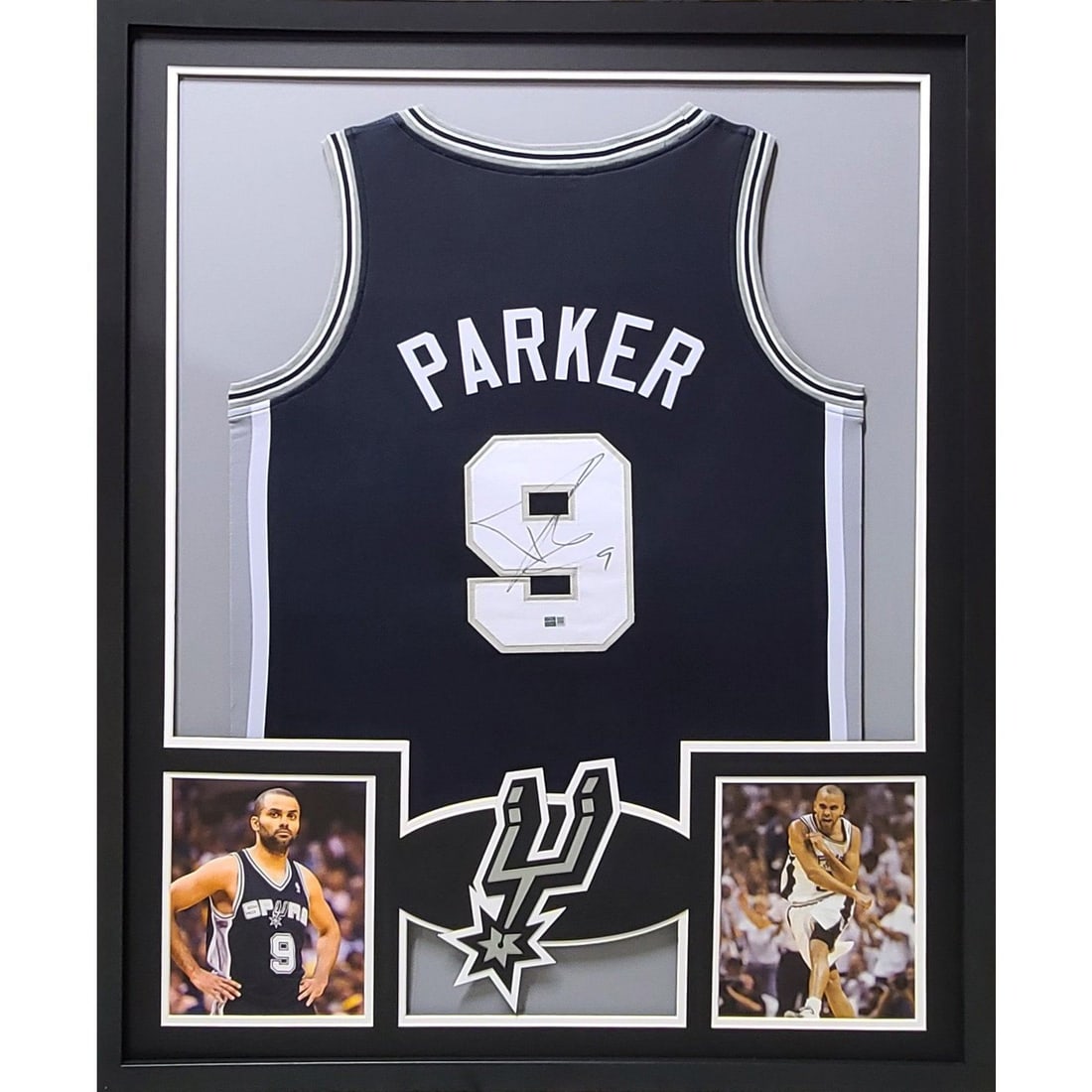 Tony Parker Signed Framed Jersey San Antonio Spurs Steiner COA: Tony Parker Signed Framed Jersey San Antonio Spurs Steiner COA This autographed Tony Parker jersey is elegantly framed and authenticated by Steiner, a leader in sports memorabilia verification. The fr