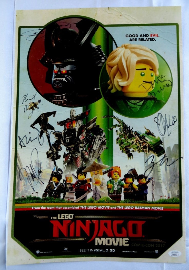 LEGO Ninjago Movie Autographed Poster 13X20 7 Signatures JSA (1 of 5)