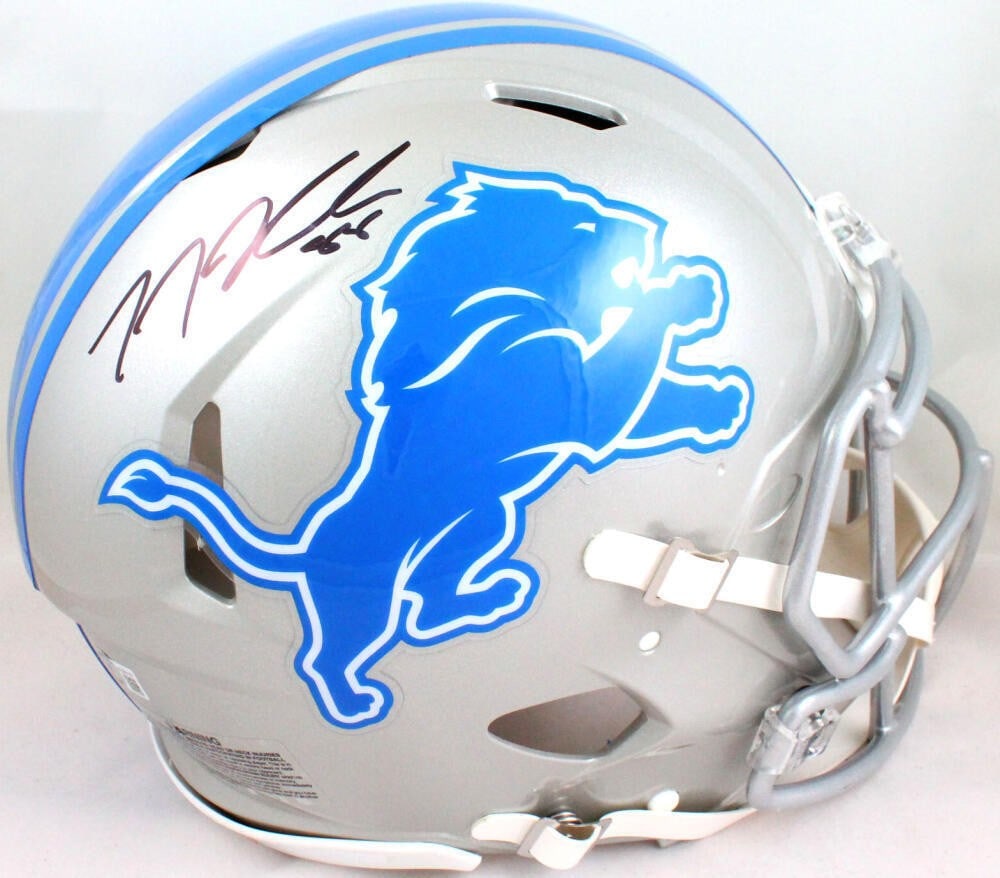 TJ Hockenson Signed Detroit Lions Authentic Helmet Beckett Authenticated: TJ Hockenson Signed Detroit Lions Authentic Helmet Beckett Authenticated This authentic Detroit Lions full-size speed helmet is signed by player TJ Hockenson, featuring an original autograph verified