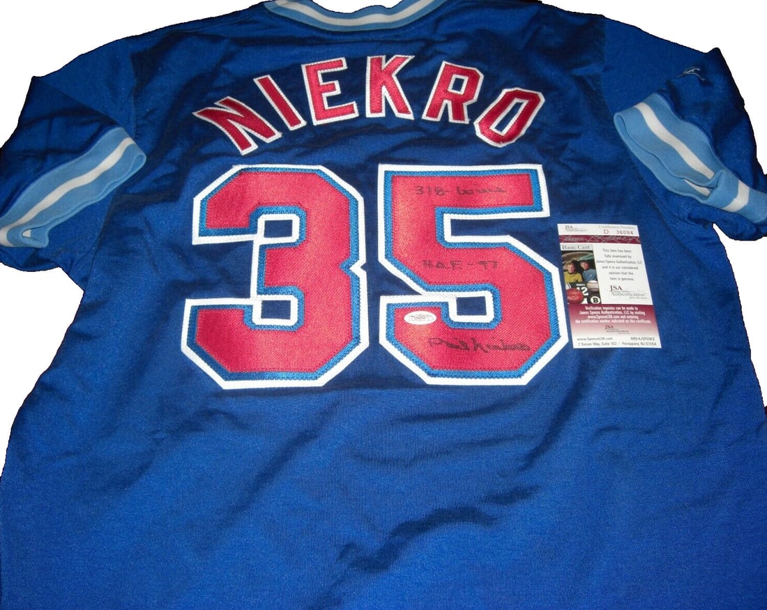 Phil Niekro Atlanta Braves Signed Nike Jersey HOF 97 JSA COA: Phil Niekro Atlanta Braves Signed Nike Jersey HOF 97 JSA COA This official licensed Nike jersey is a must-have for baseball fans, featuring the legendary Phil Niekro of the Atlanta Braves, who was ind