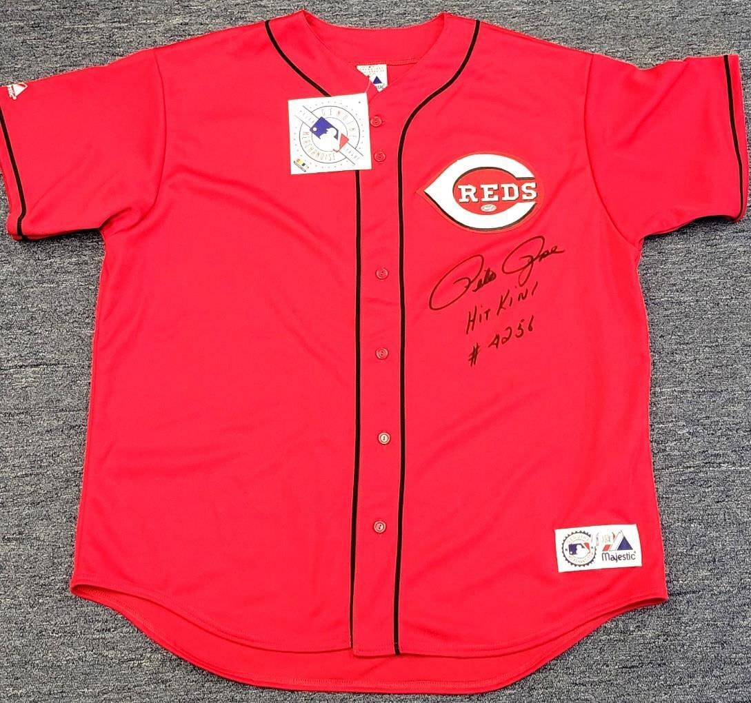 Pete Rose Signed Cincinnati Reds Jersey with Hit King Inscription BAS Authenticated (1 of 6)