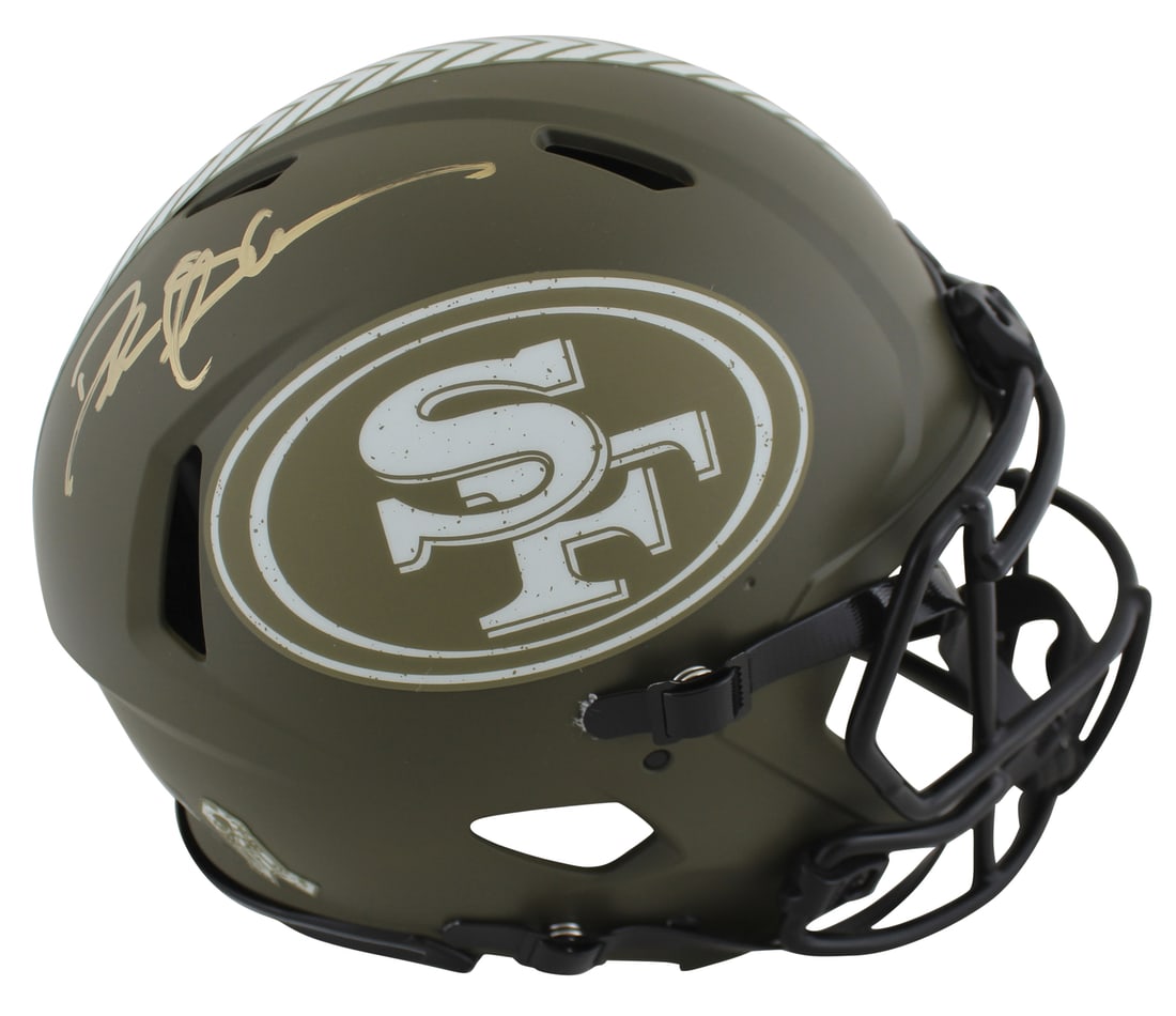 Deion Sanders Signed 49ers Salute To Service Full Size Helmet BAS Authenticated: Deion Sanders Signed 49ers Salute To Service Full Size Helmet BAS Authenticated This authentic full-size Speed Proline helmet is a tribute to Deion Sanders, the legendary player of the San Francisco 4