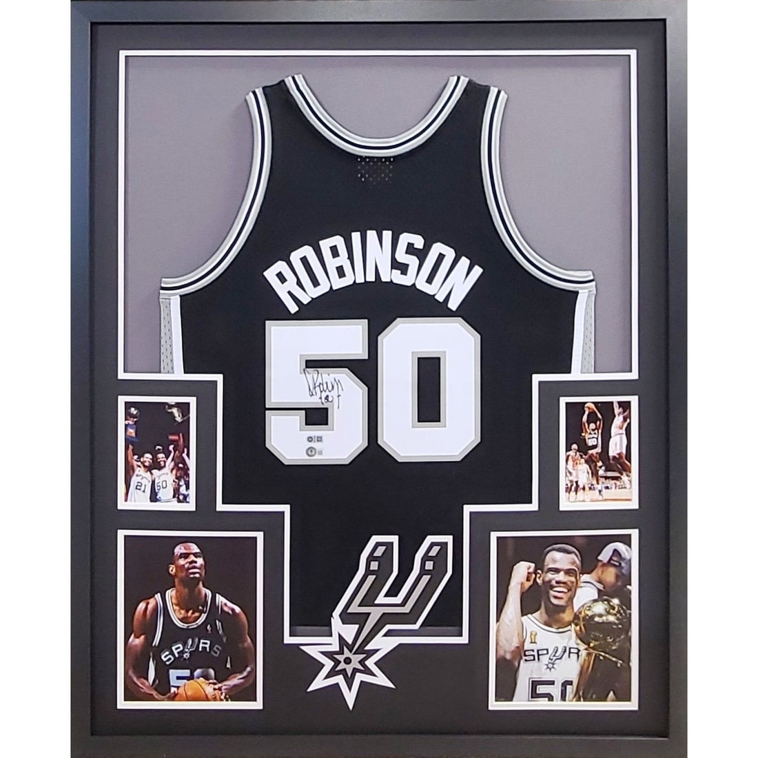 David Robinson Autographed Framed Jersey Beckett Certified Spurs 42x34 (1 of 2)