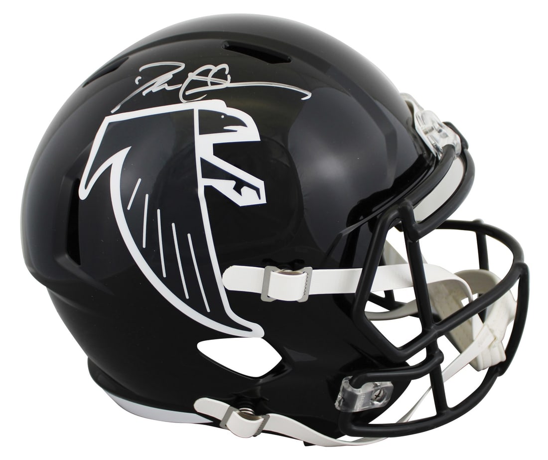 Deion Sanders Autographed 1990-02 Falcons Full Size Helmet BAS Witnessed: Deion Sanders Autographed 1990-02 Falcons Full Size Helmet BAS Witnessed This full-size throwback speed replica helmet features the iconic signature of Deion Sanders, the legendary player of the Atlan