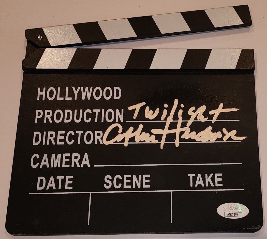 Catherine Hardwicke Signed Twilight Directors Clapper with JSA Authentication: Catherine Hardwicke Signed Twilight Directors Clapper with JSA Authentication This item features an authentic autographed director's clapperboard by Catherine Hardwicke, renowned for her work on the T