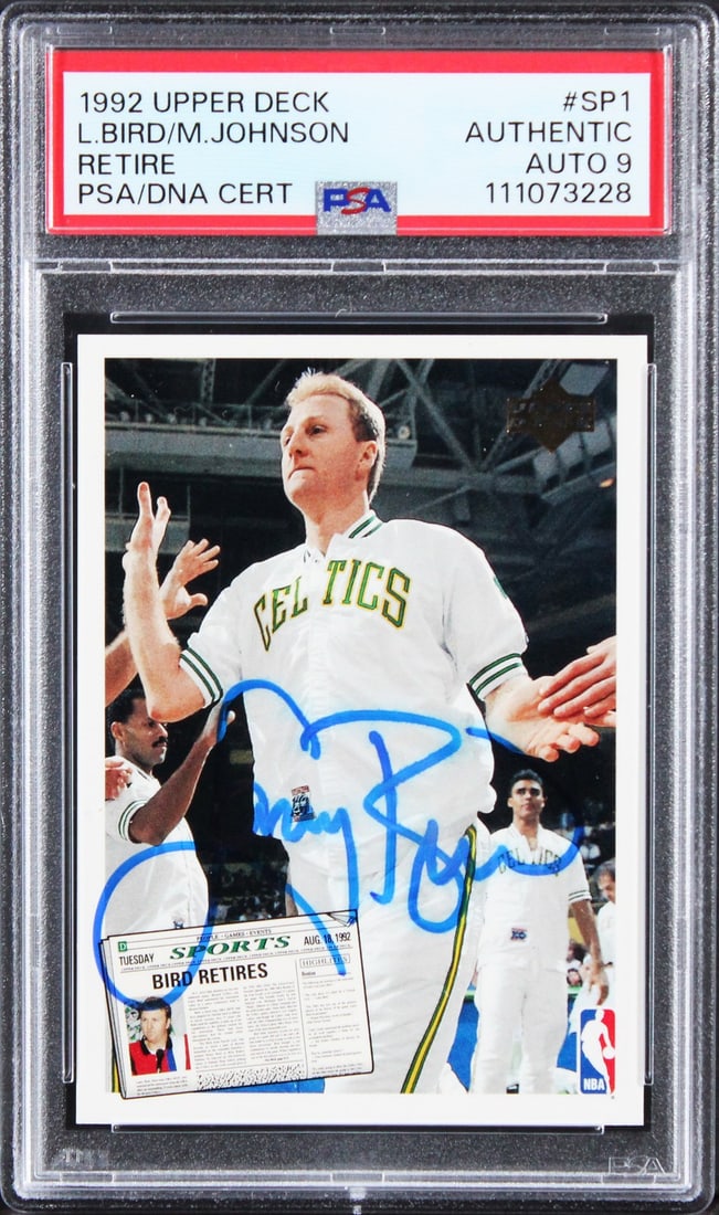 Larry Bird Magic Johnson Signed 1992 Upper Deck #SP1 Auto PSA/DNA Mint 9 (1 of 2)